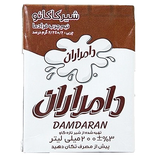 شیر کاکائو دامداران(125 میلی لیتری) شیر پاکتی کاکائو 125میل دامداران - تصویر 1