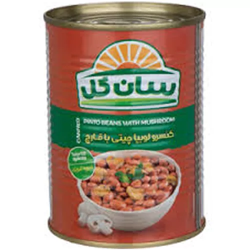 کنسرو قوطی لوبیا چیتی و قارچ 380گرم سان گل کنسرو قوطی لوبیا چیتی و قارچ 380گرم سان گل - تصویر 1